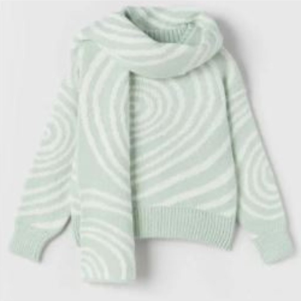 Zara Girl Psychedelic Knit Sweater with Marching Scarf
